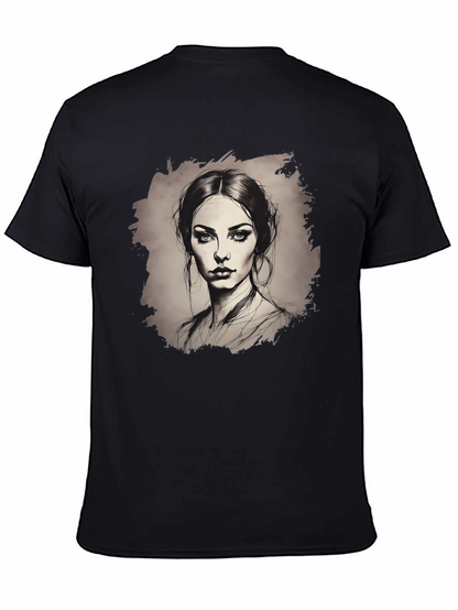 Woman Portrait Graphic Tee - Black