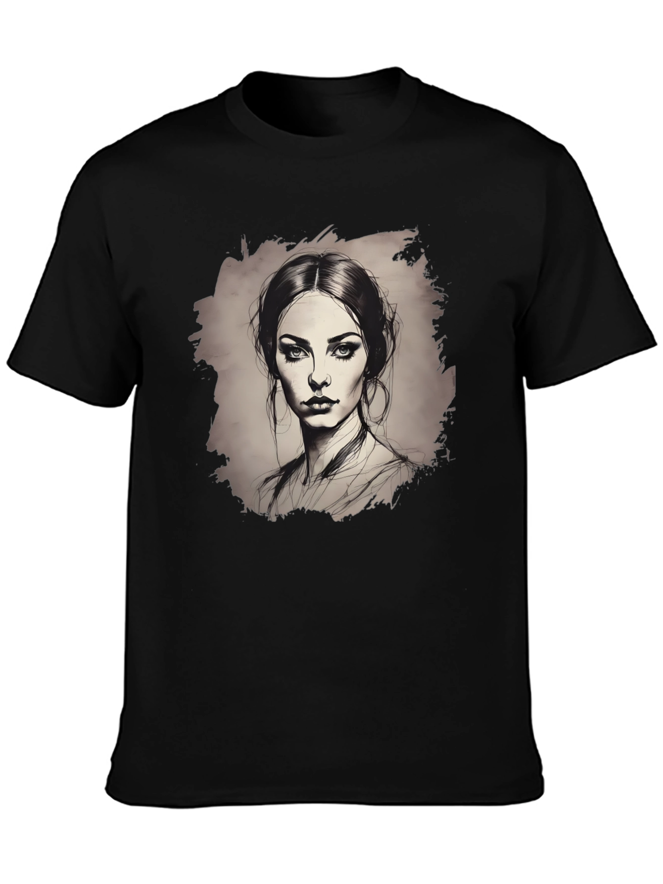 Woman Portrait Graphic Tee - Black
