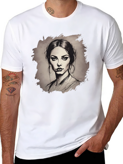 Woman Portrait Graphic Tee - Black