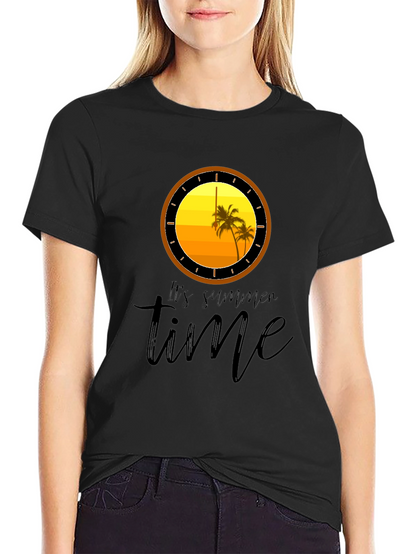 Its Summer Time Black Graphic T-Shirt