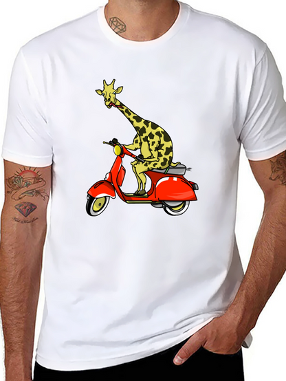 Giraffe on Scooter Graphic T-Shirt
