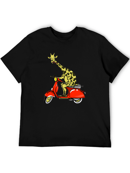 Giraffe on Scooter Graphic T-Shirt