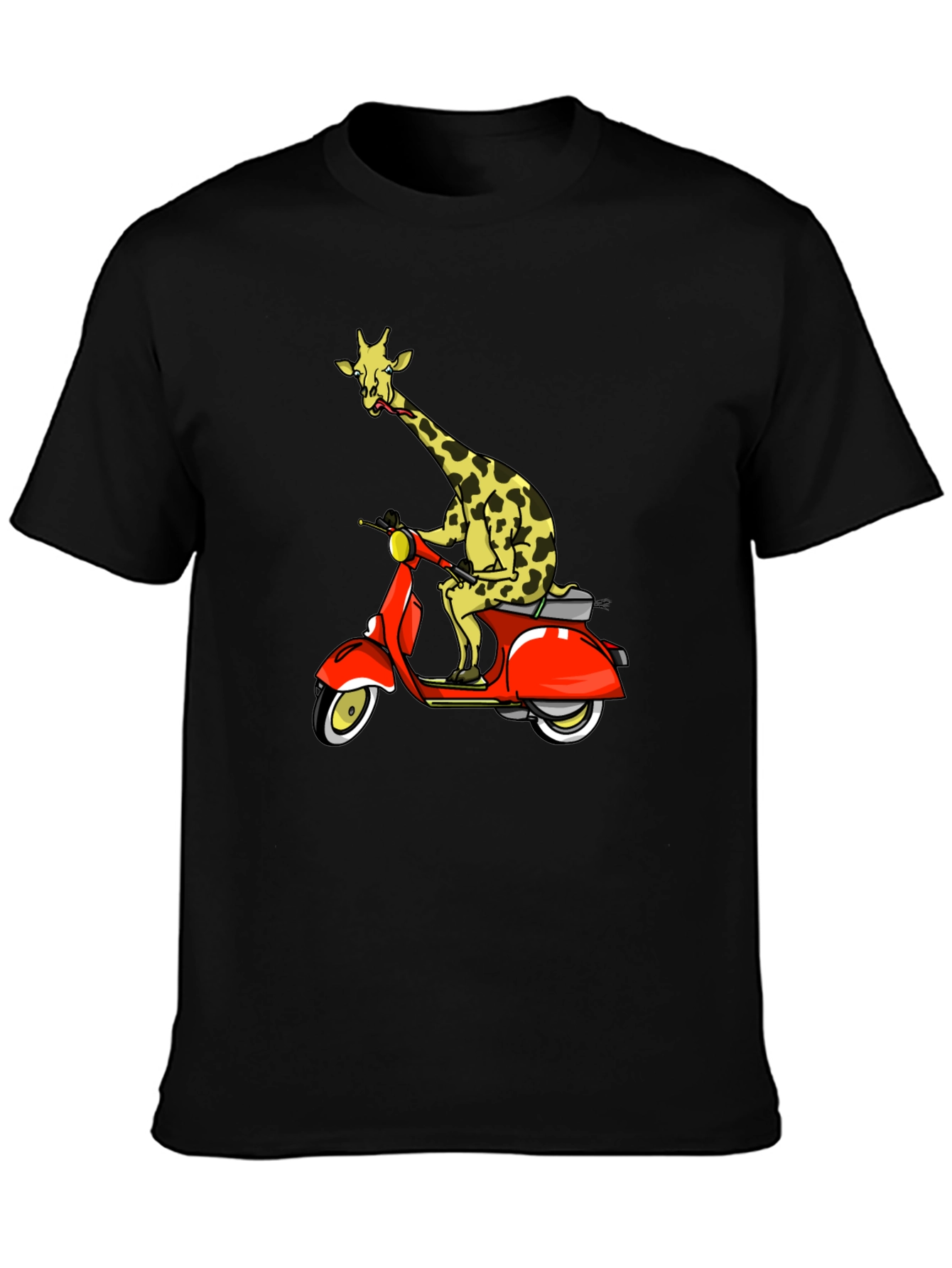 Giraffe on Scooter Graphic T-Shirt