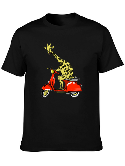 Giraffe on Scooter Graphic T-Shirt
