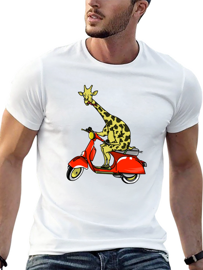Giraffe on Scooter Graphic T-Shirt