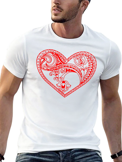 Black Tee with Red Heart Design