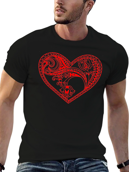 Black Tee with Red Heart Design