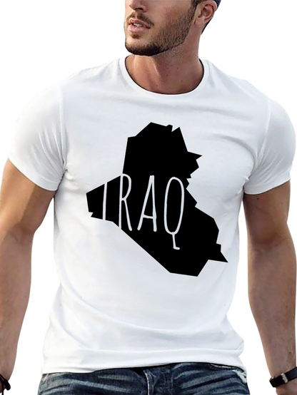 Iraq Map Graphic T-Shirt - Black Crew Neck