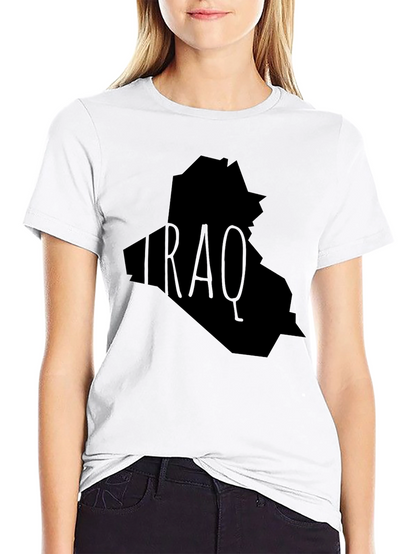 Iraq Map Graphic T-Shirt - Black Crew Neck