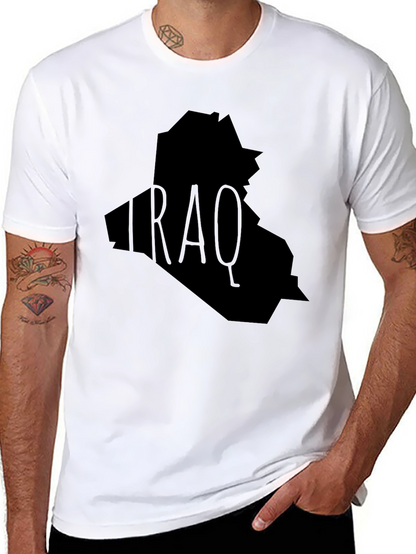Iraq Map Graphic T-Shirt - Black Crew Neck