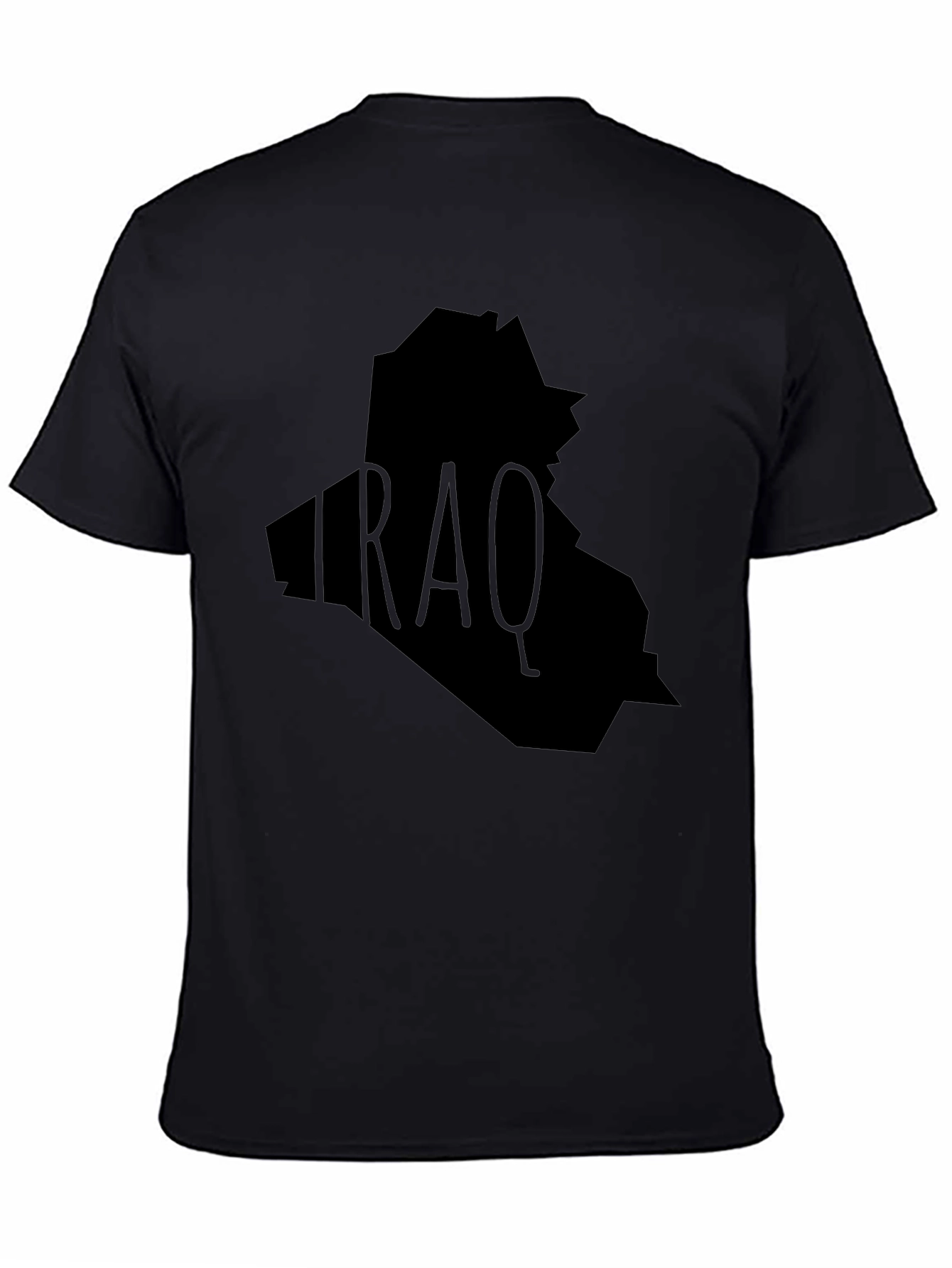 Iraq Map Graphic T-Shirt - Black Crew Neck