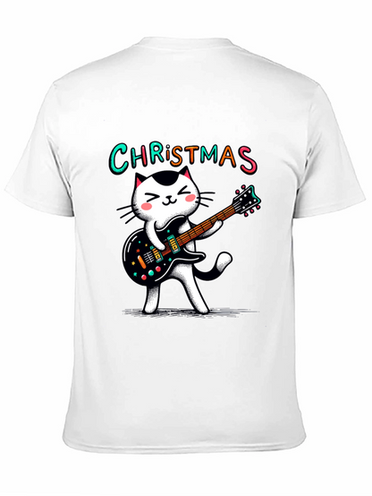 Christmas Cat Guitar T-Shirt - Holiday Style