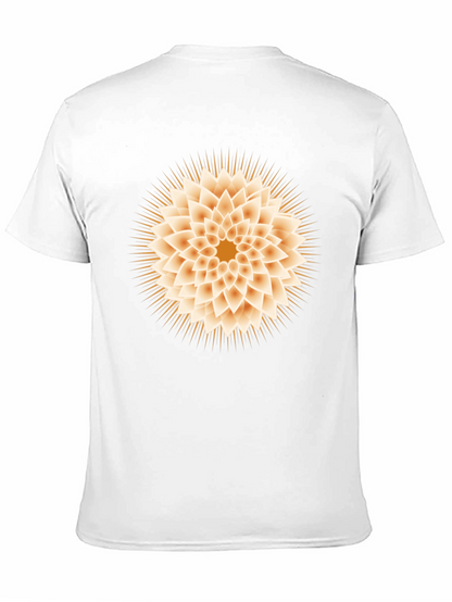 Geometric Flower Graphic Tee - Black