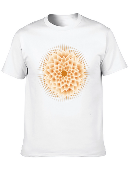 Geometric Flower Graphic Tee - Black