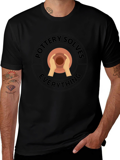 Pottery Solves Everything Black Graphic T-Shirt