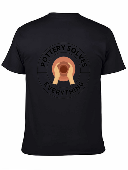 Pottery Solves Everything Black Graphic T-Shirt