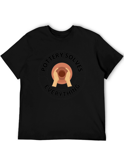 Pottery Solves Everything Black Graphic T-Shirt