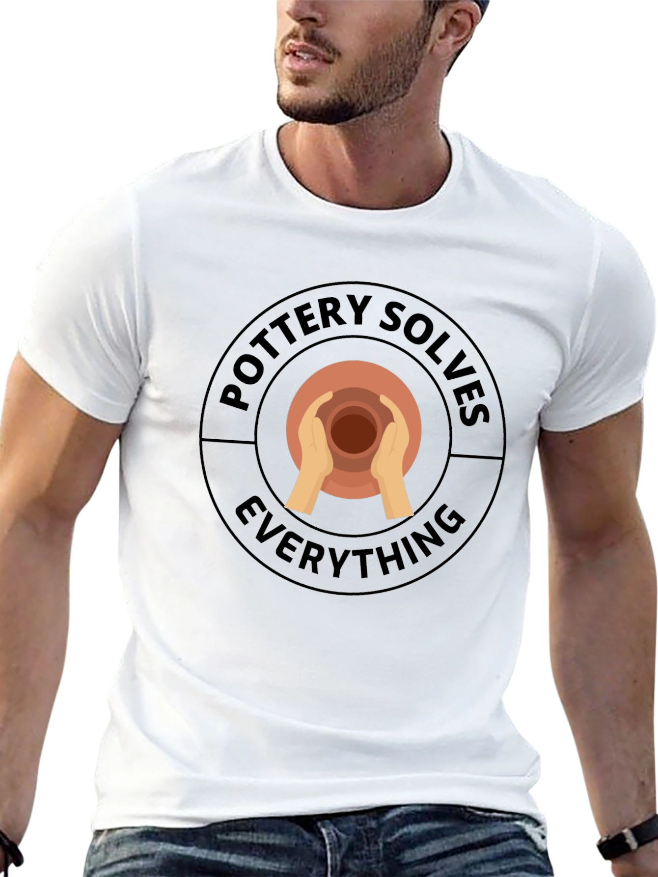 Pottery Solves Everything Black Graphic T-Shirt