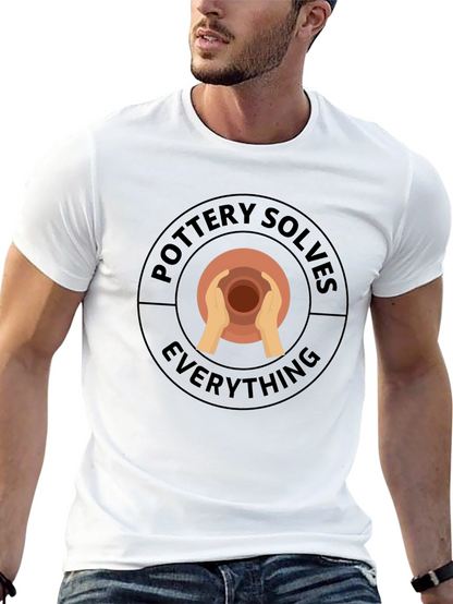 Pottery Solves Everything Black Graphic T-Shirt