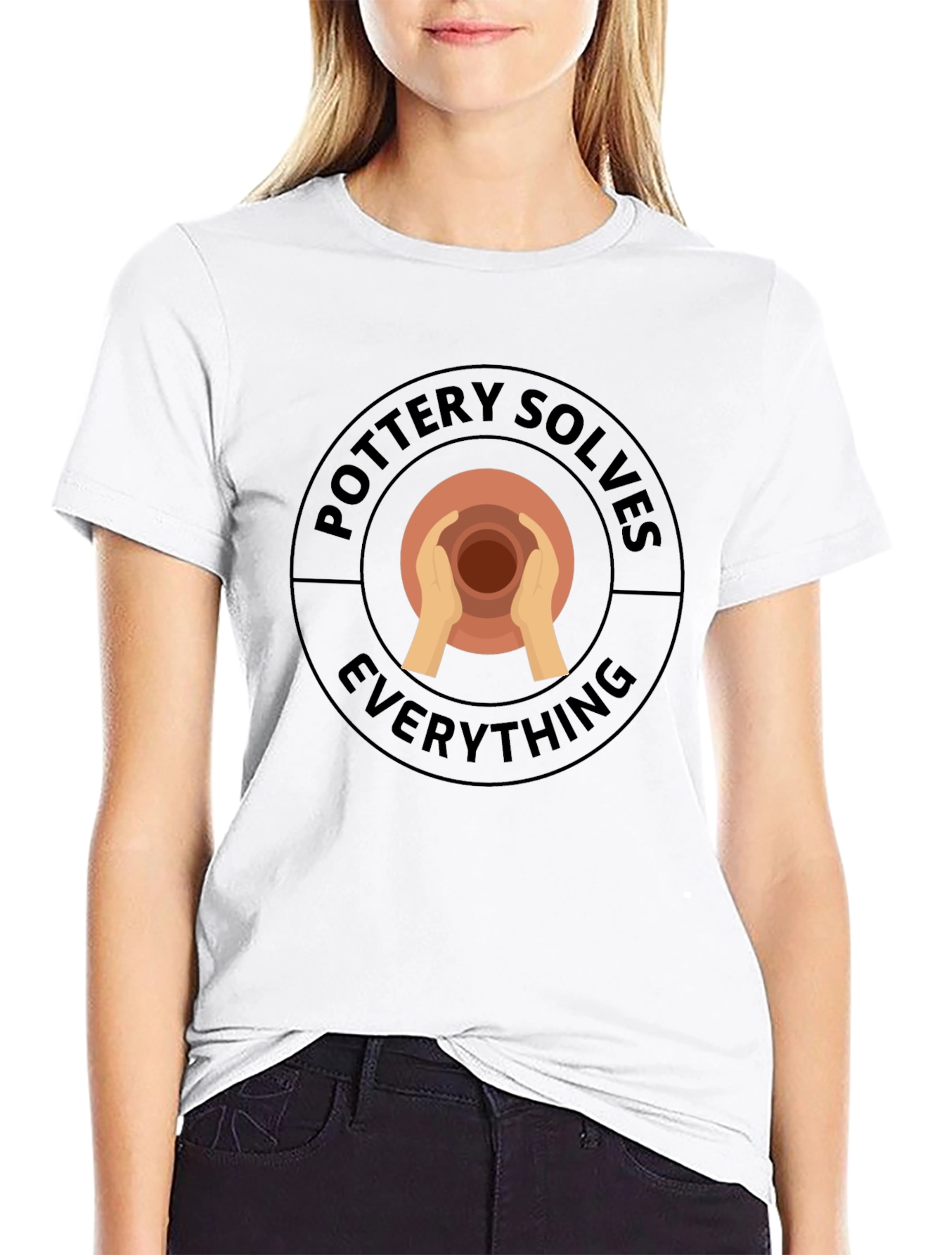 Pottery Solves Everything Black Graphic T-Shirt