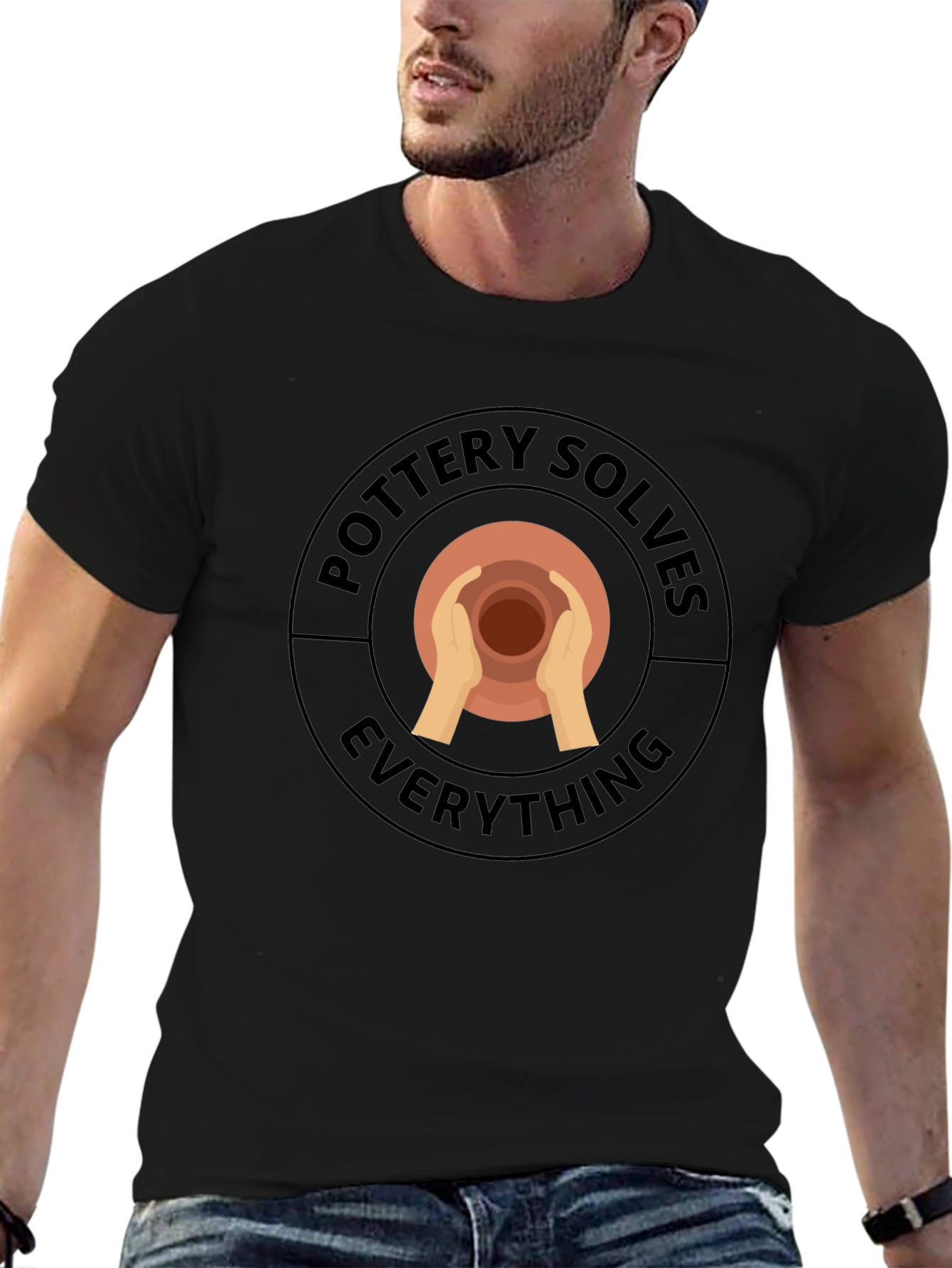 Pottery Solves Everything Black Graphic T-Shirt