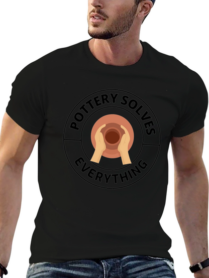 Pottery Solves Everything Black Graphic T-Shirt