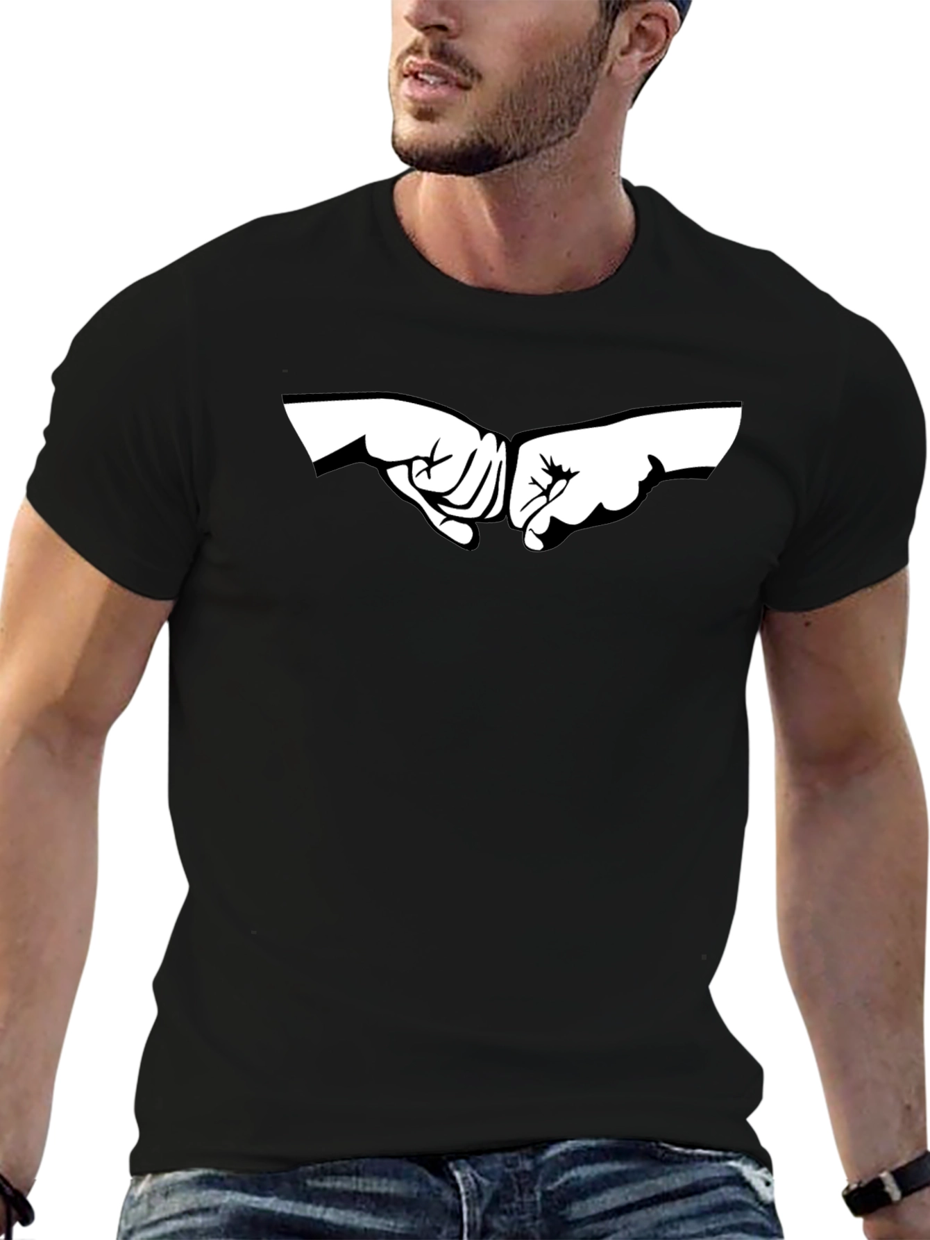Fist Bump Graphic Tee - Stylish Black T-Shirt