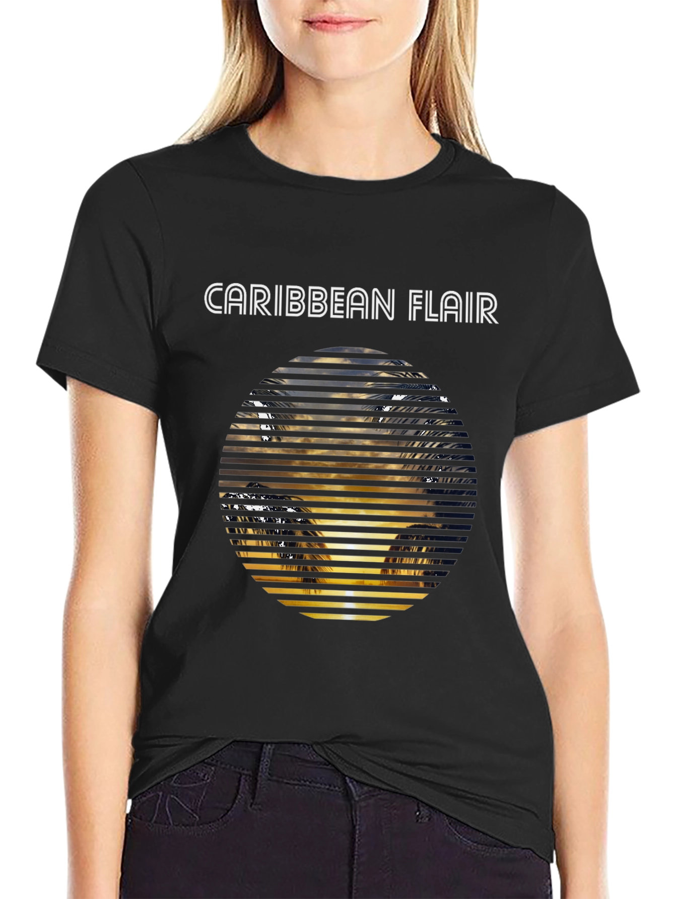 Caribbean Flair Graphic Tee - Black