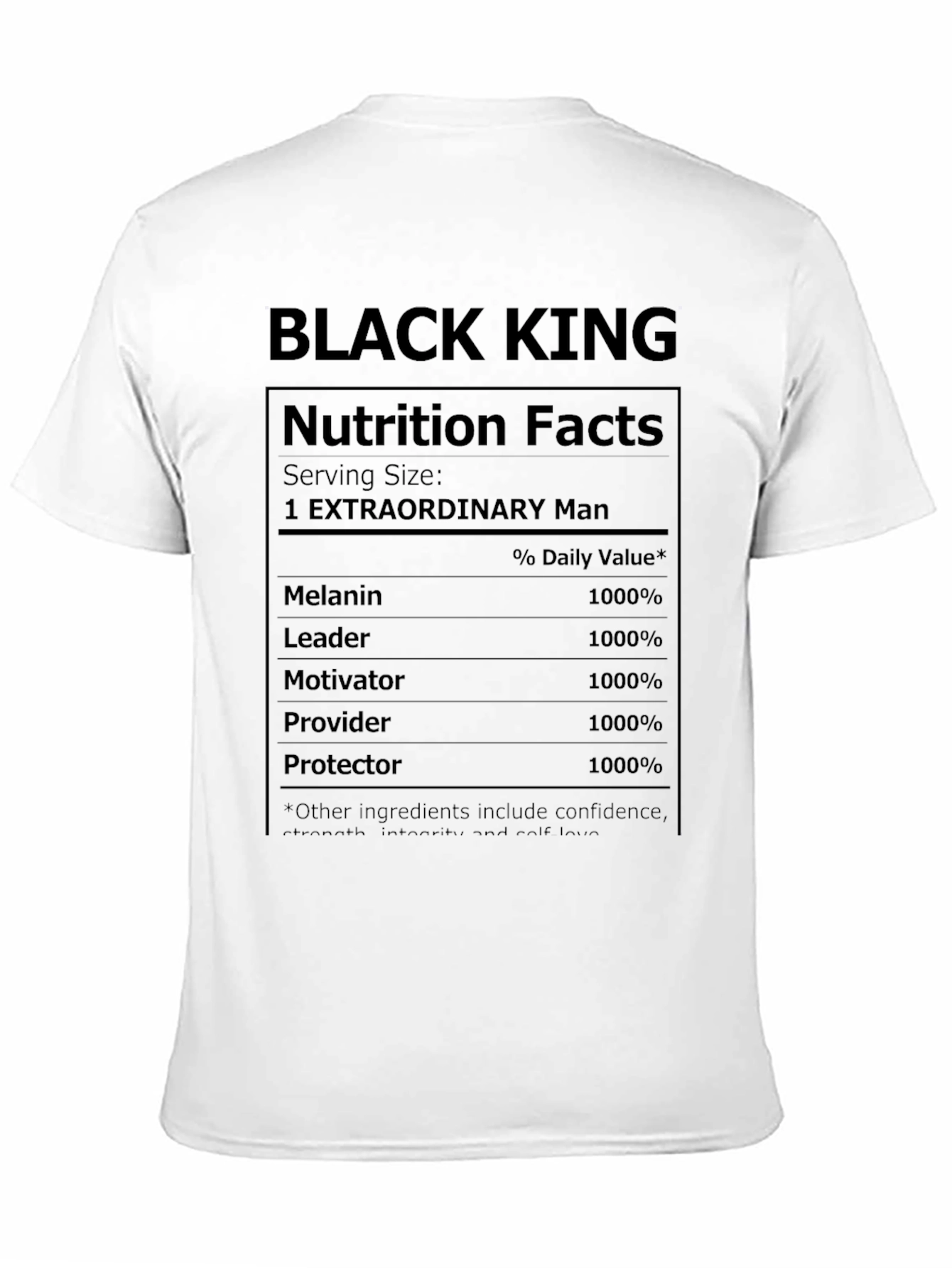 Black King Nutrition Facts Graphic T-Shirt