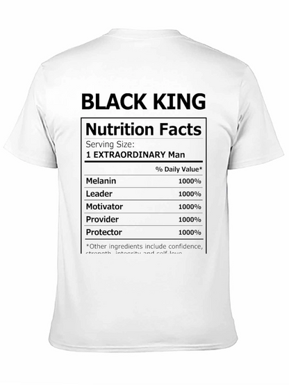 Black King Nutrition Facts Graphic T-Shirt
