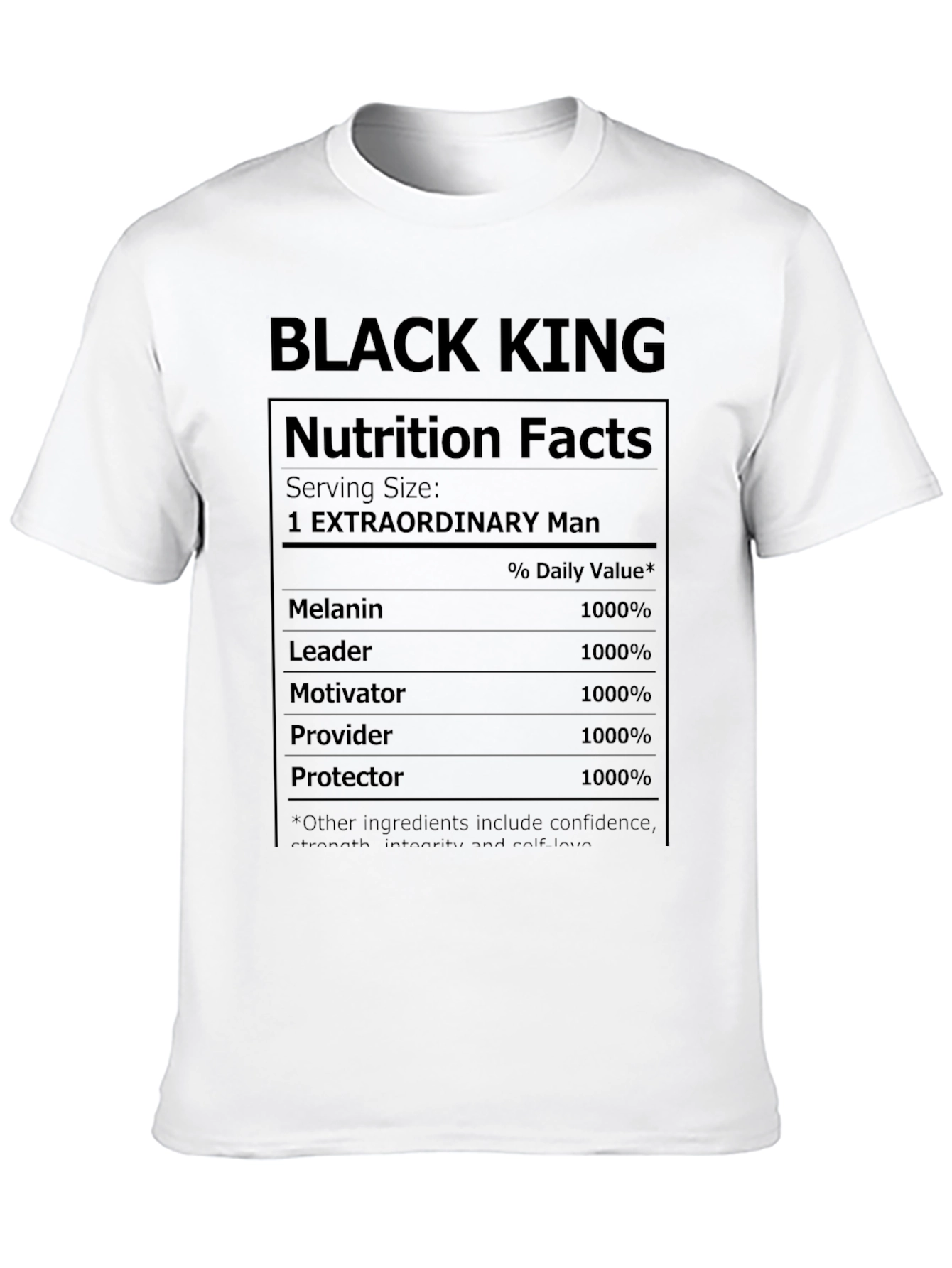 Black King Nutrition Facts Graphic T-Shirt