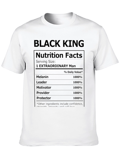 Black King Nutrition Facts Graphic T-Shirt