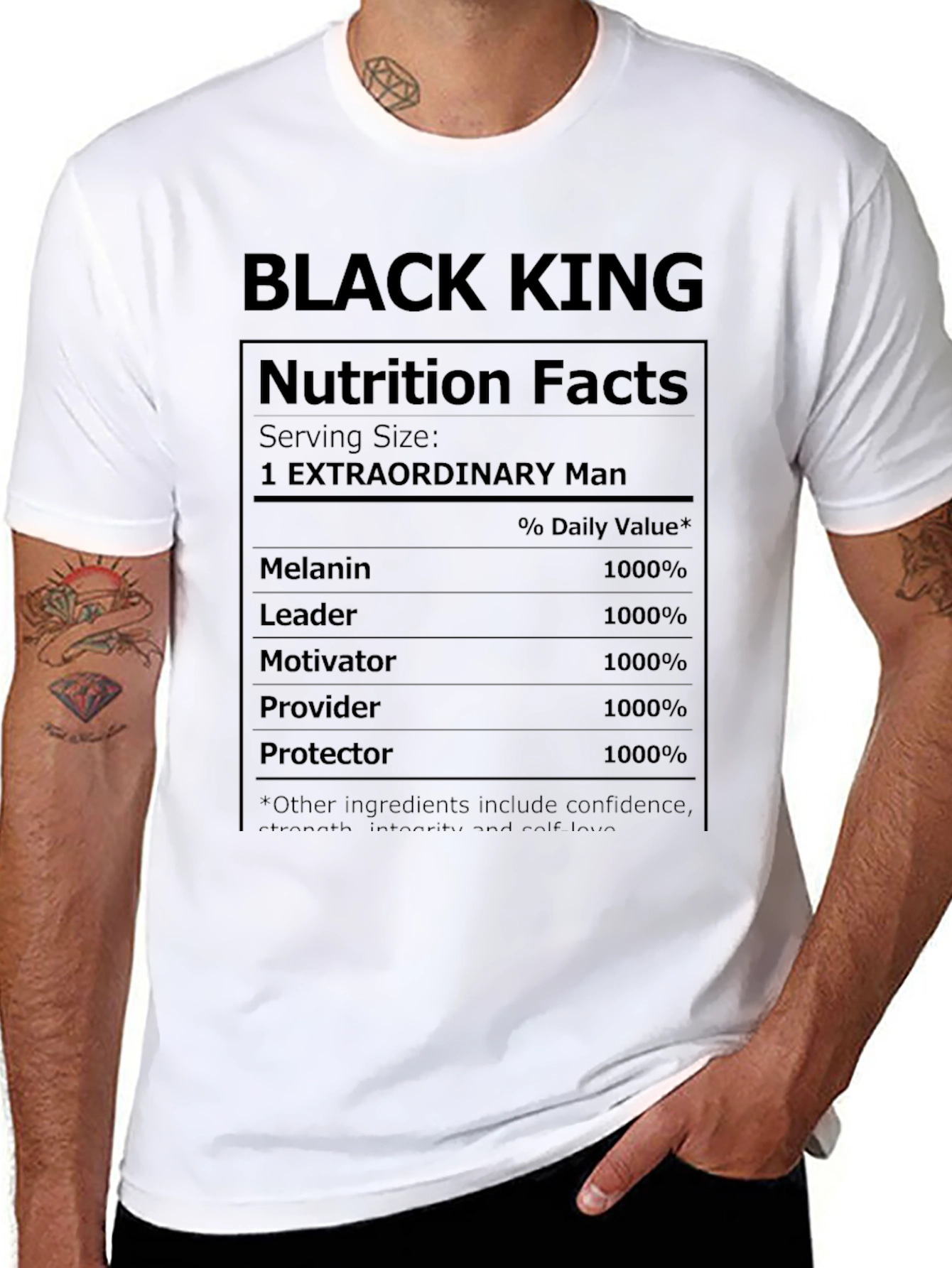 Black King Nutrition Facts Graphic T-Shirt
