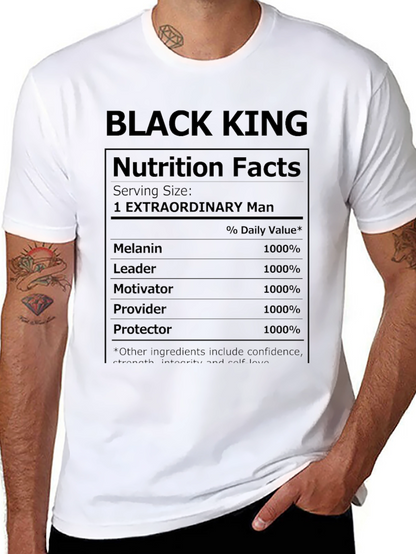 Black King Nutrition Facts Graphic T-Shirt