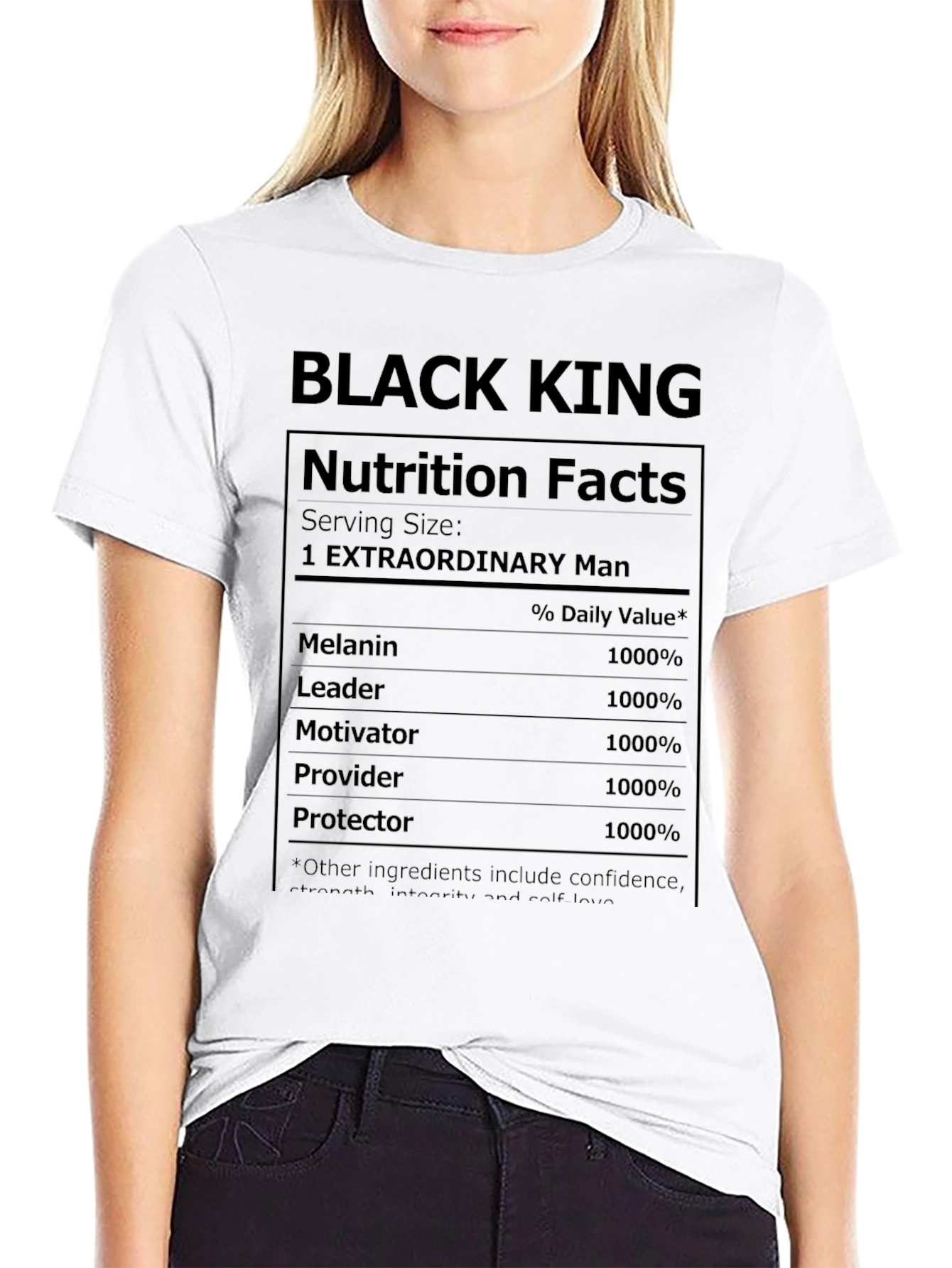 Black King Nutrition Facts Graphic T-Shirt