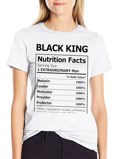 Black King Nutrition Facts Graphic T-Shirt