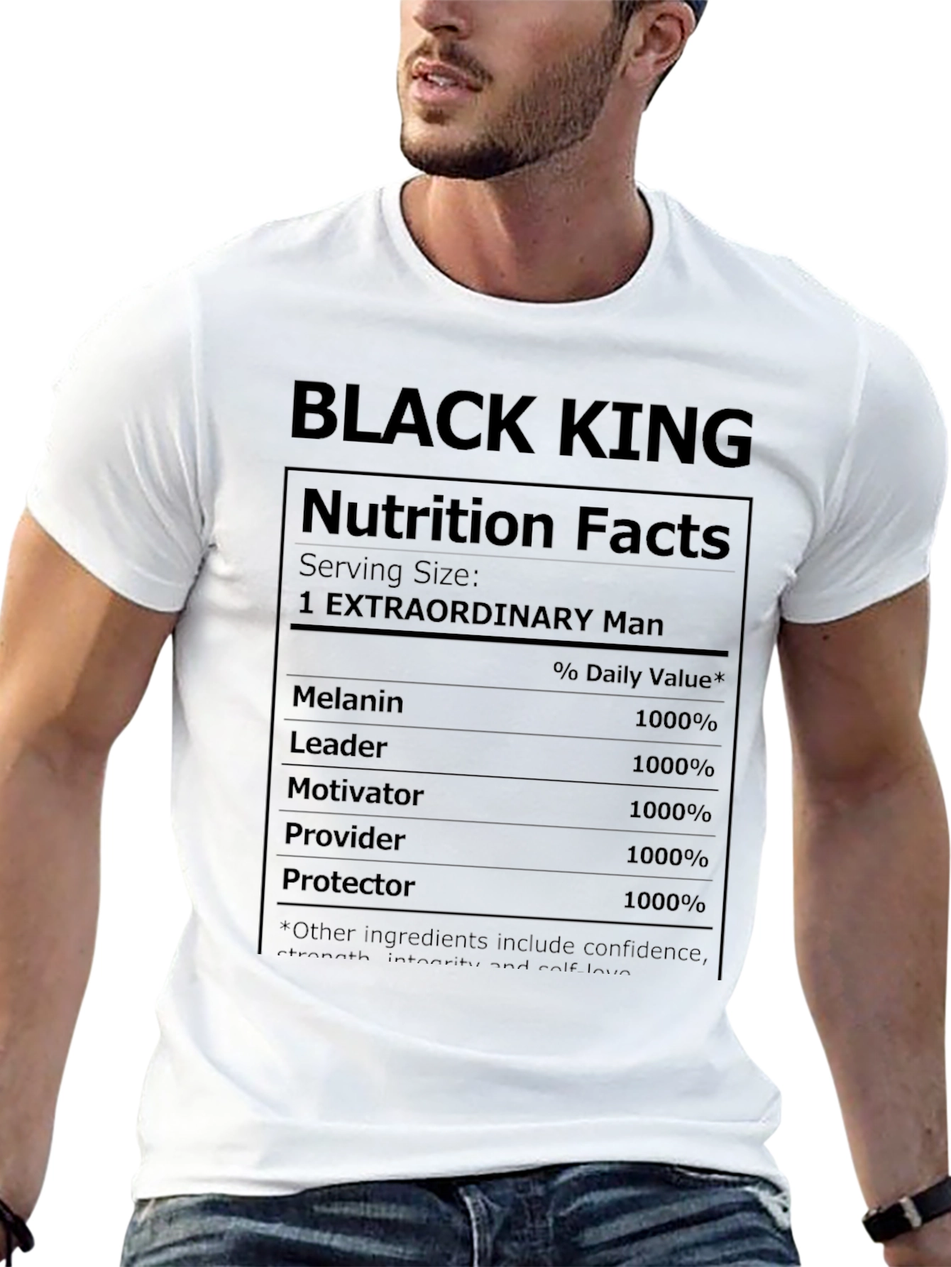 Black King Nutrition Facts Graphic T-Shirt