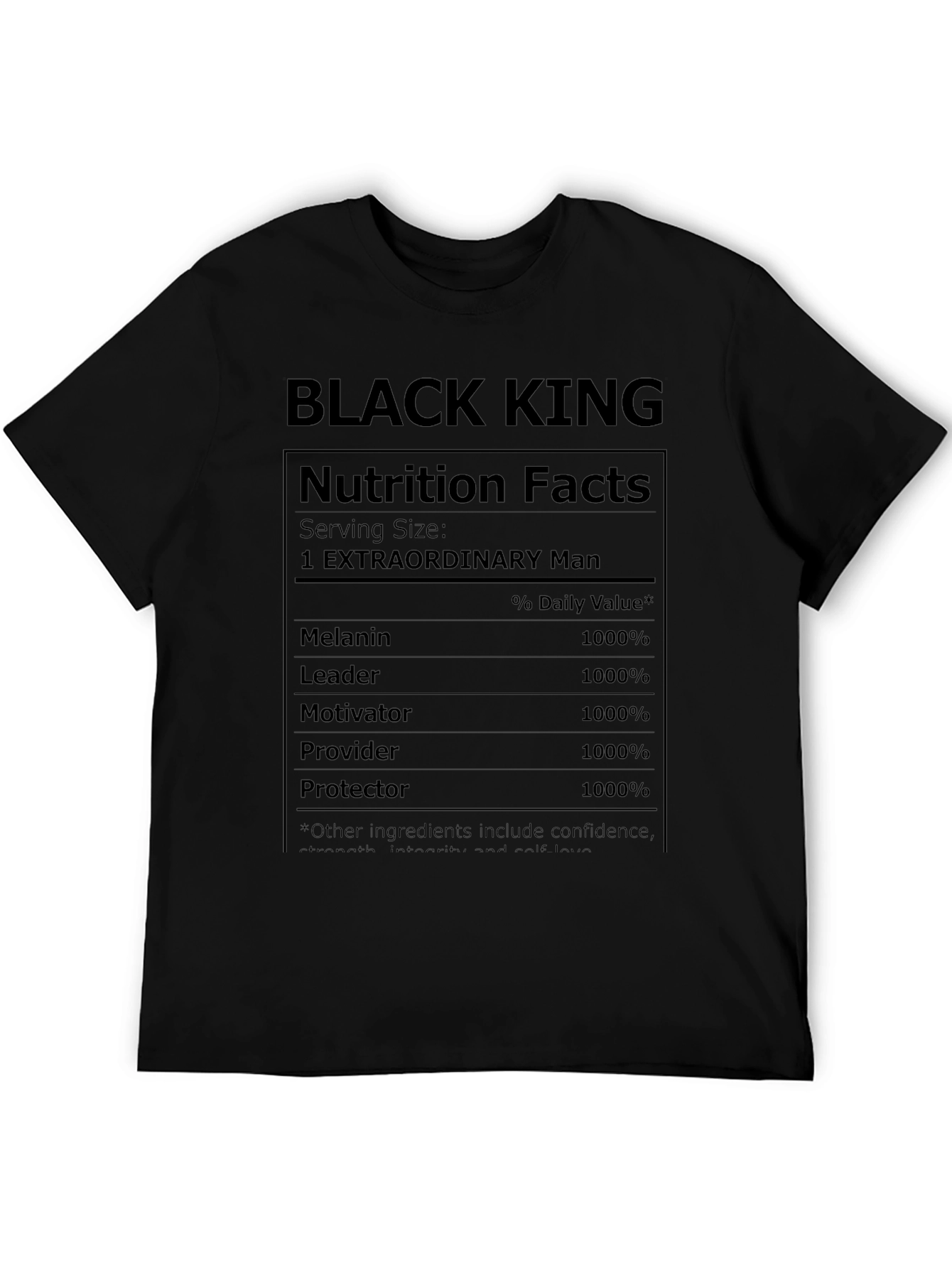 Black King Nutrition Facts Graphic T-Shirt