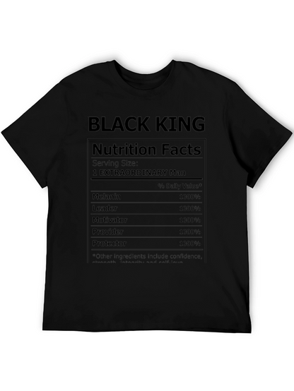 Black King Nutrition Facts Graphic T-Shirt