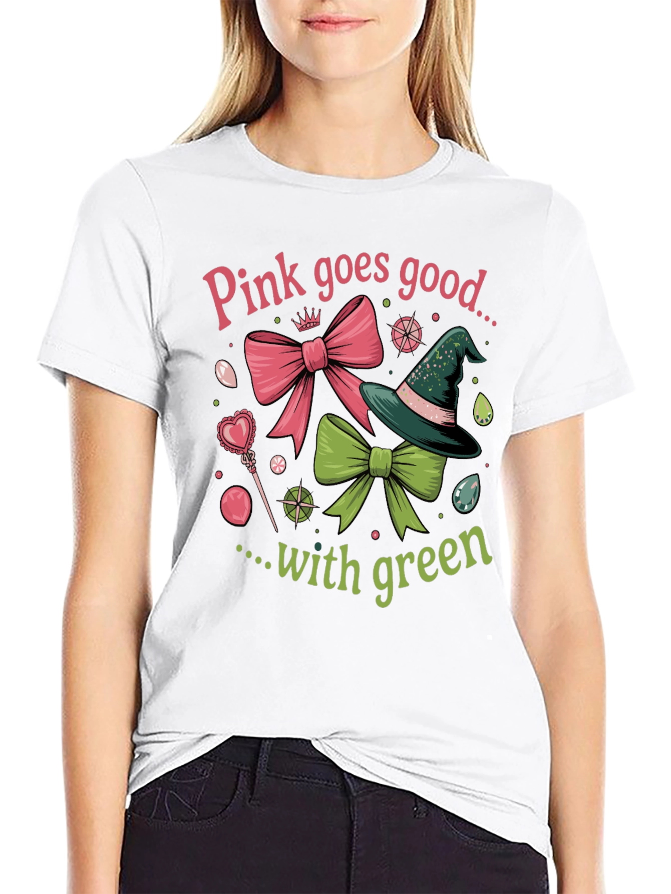 Pink & Green Graphic T-Shirt
