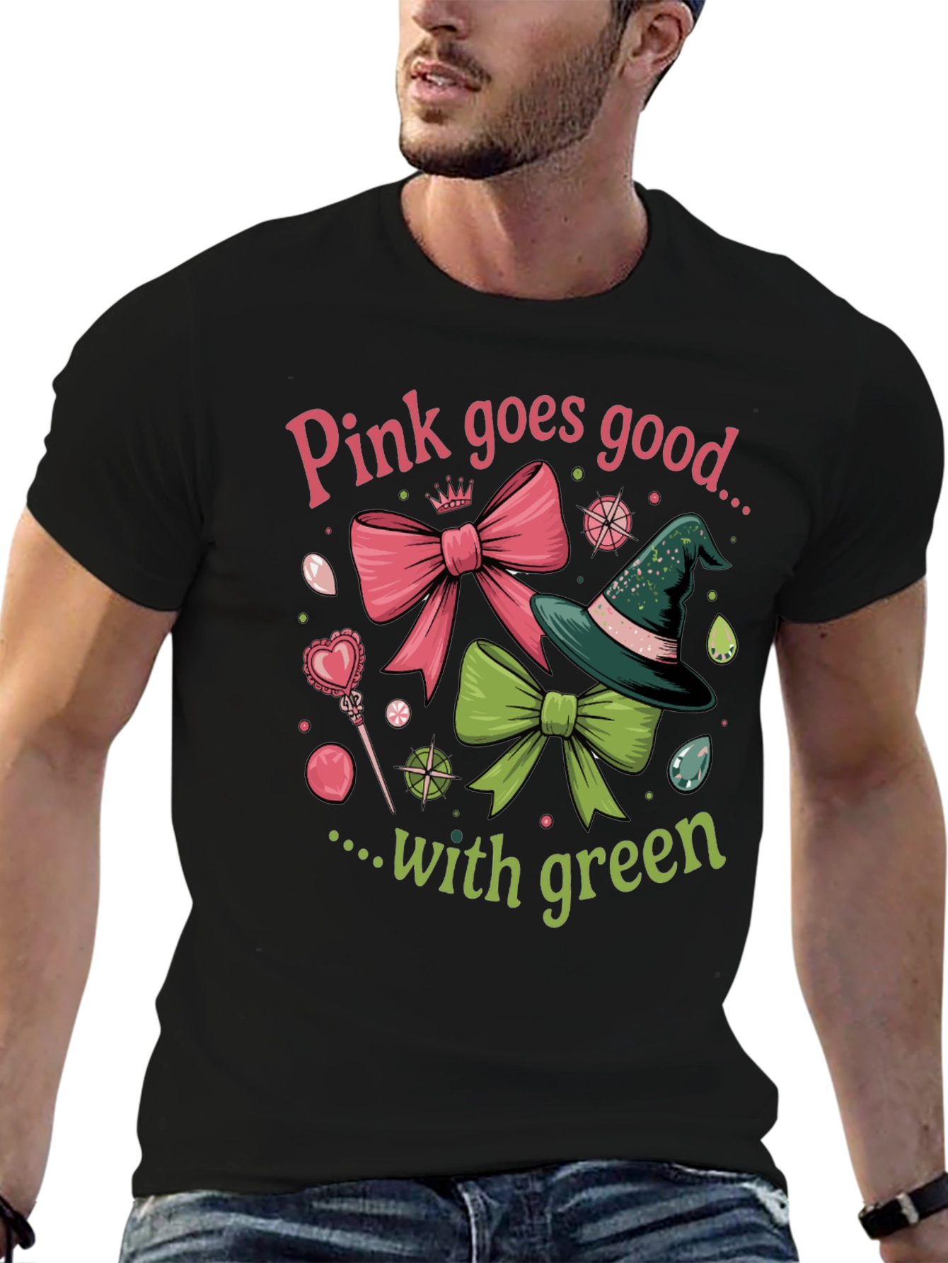Pink & Green Graphic T-Shirt