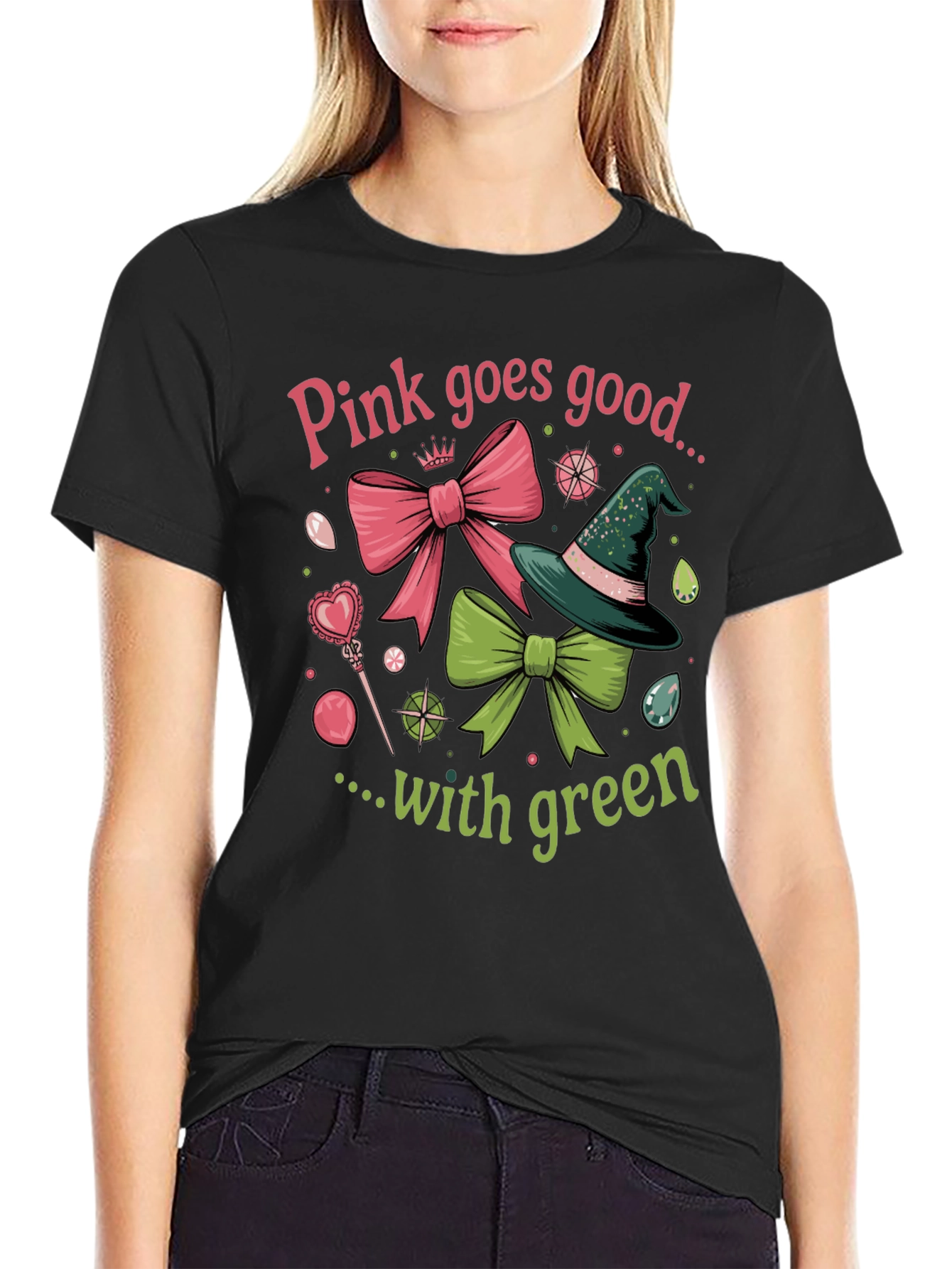 Pink & Green Graphic T-Shirt
