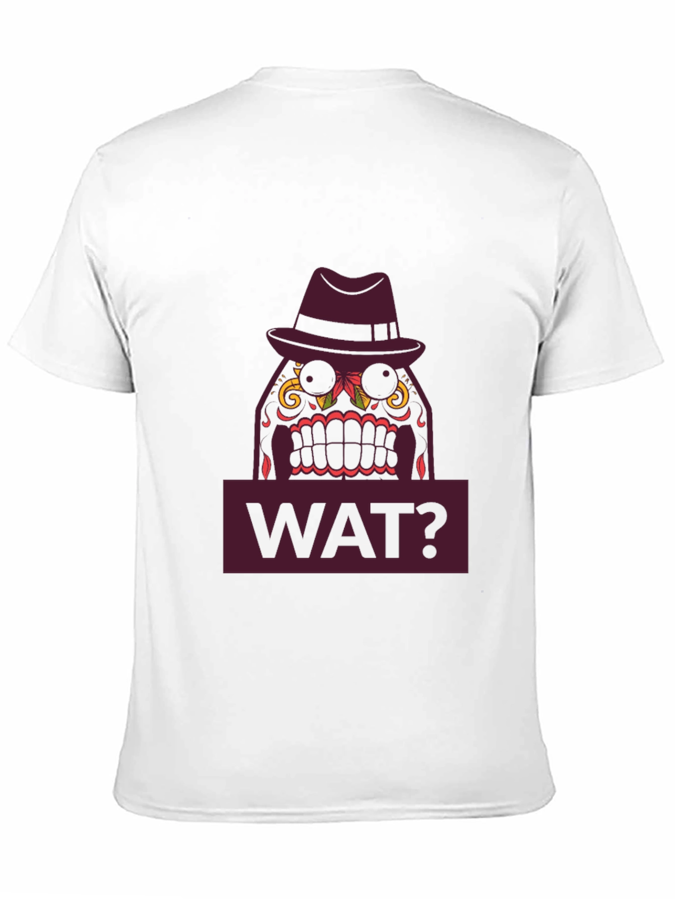 WAT? Sugar Skull Fedora T-Shirt - Mens