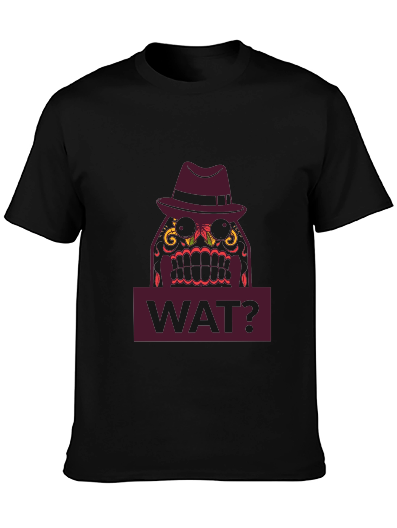 WAT? Sugar Skull Fedora T-Shirt - Mens