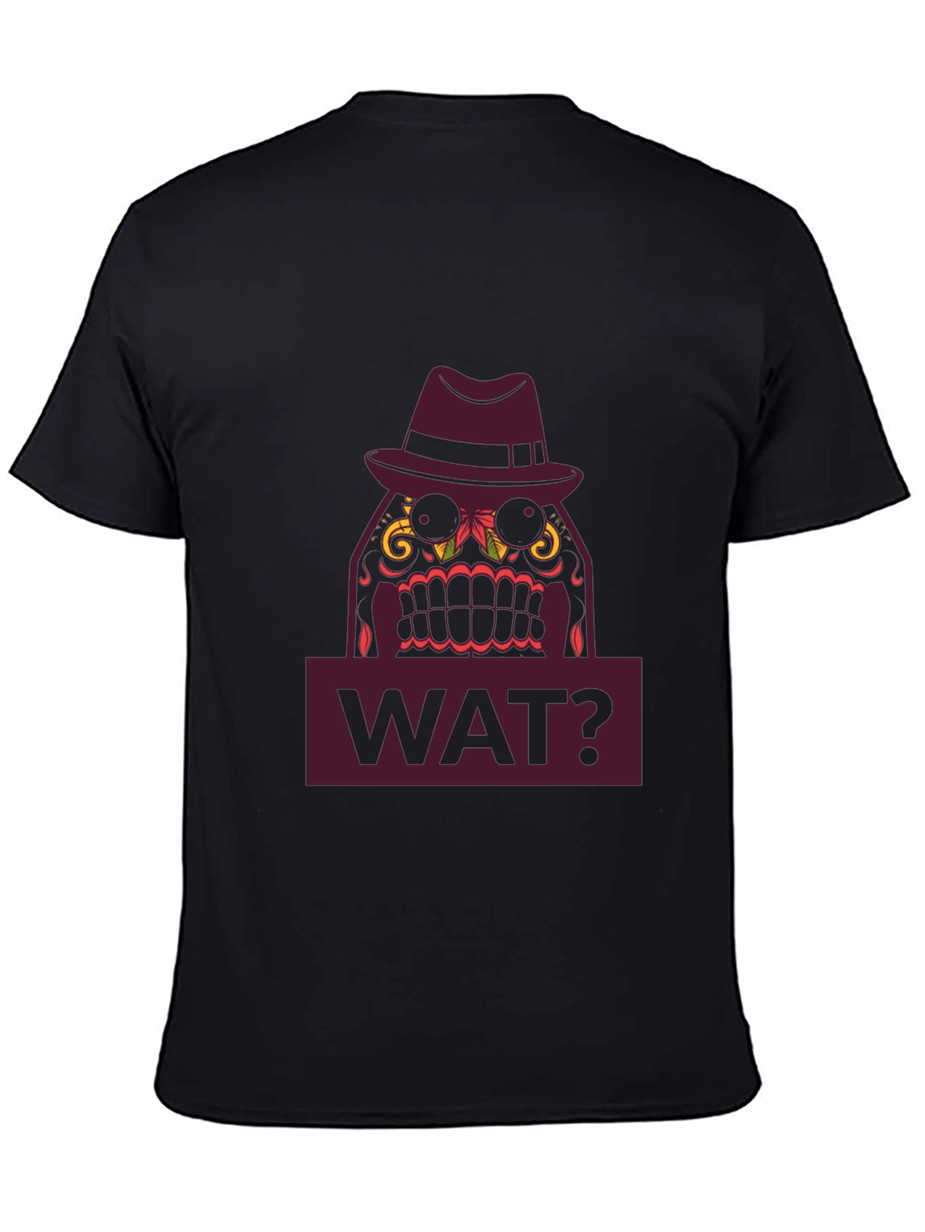 WAT? Sugar Skull Fedora T-Shirt - Mens