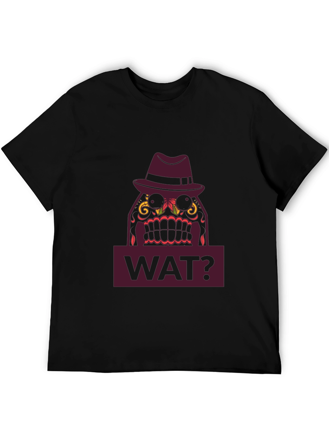 WAT? Sugar Skull Fedora T-Shirt - Mens
