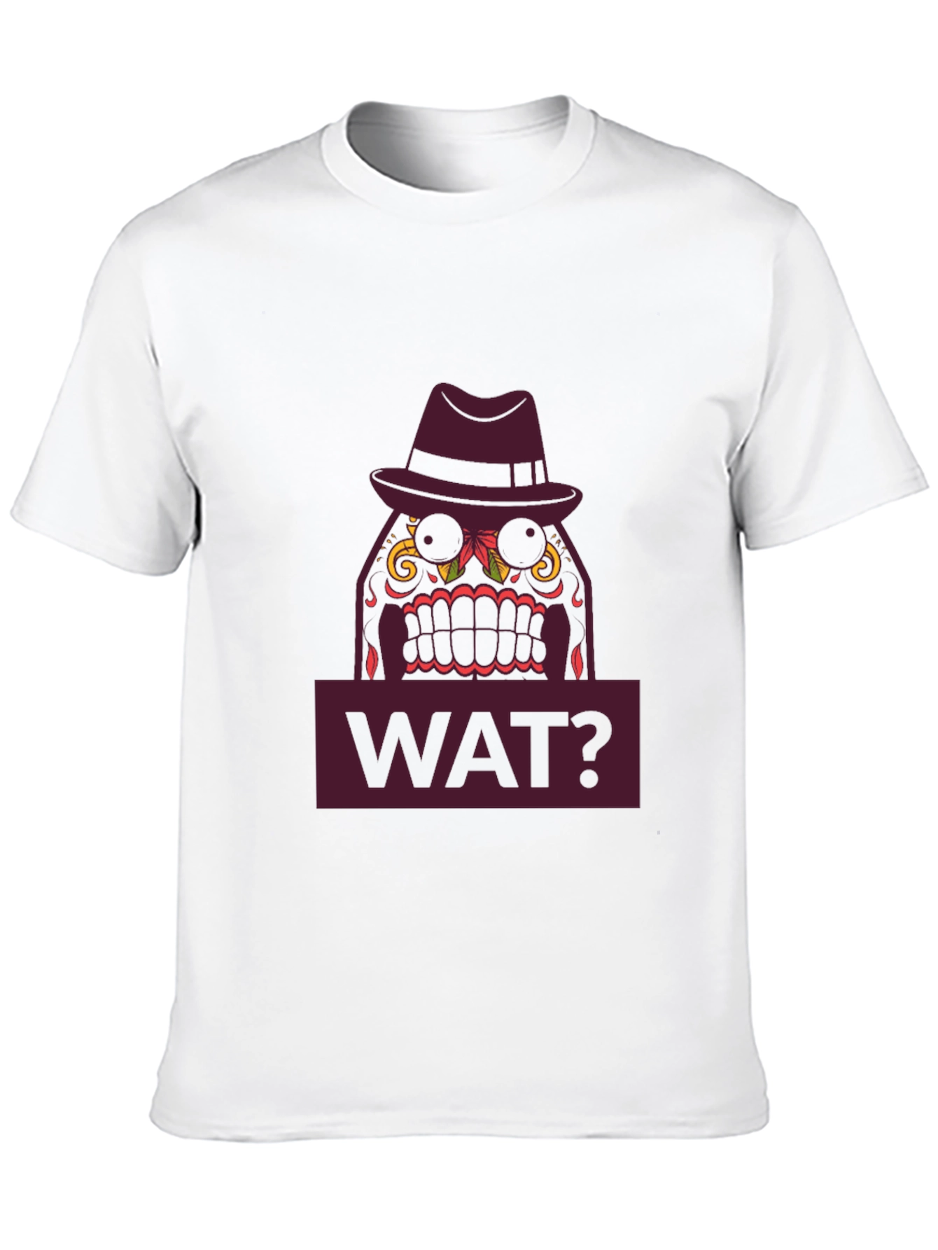 WAT? Sugar Skull Fedora T-Shirt - Mens