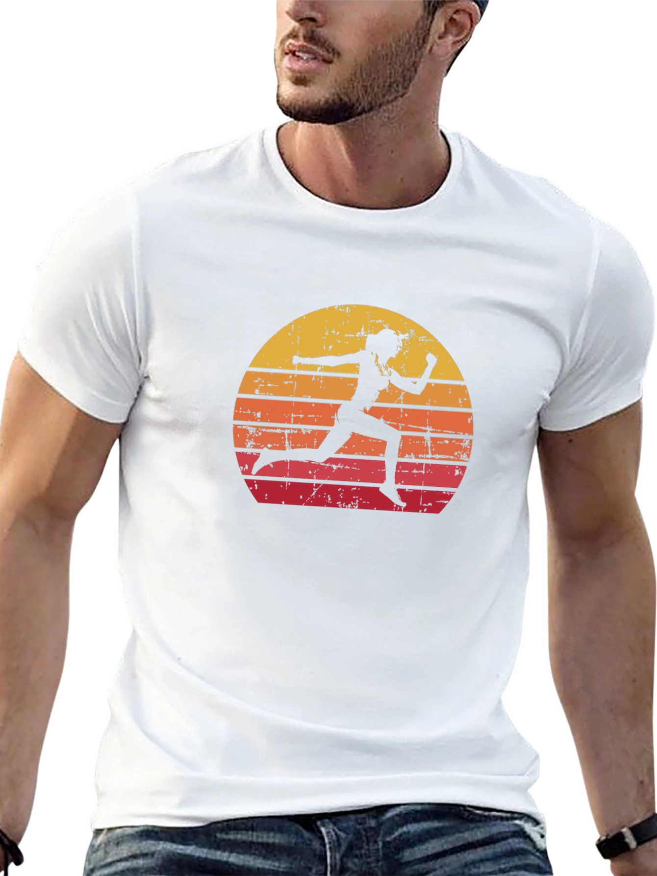 Retro Runner Graphic Tee - Sunset Silhouette