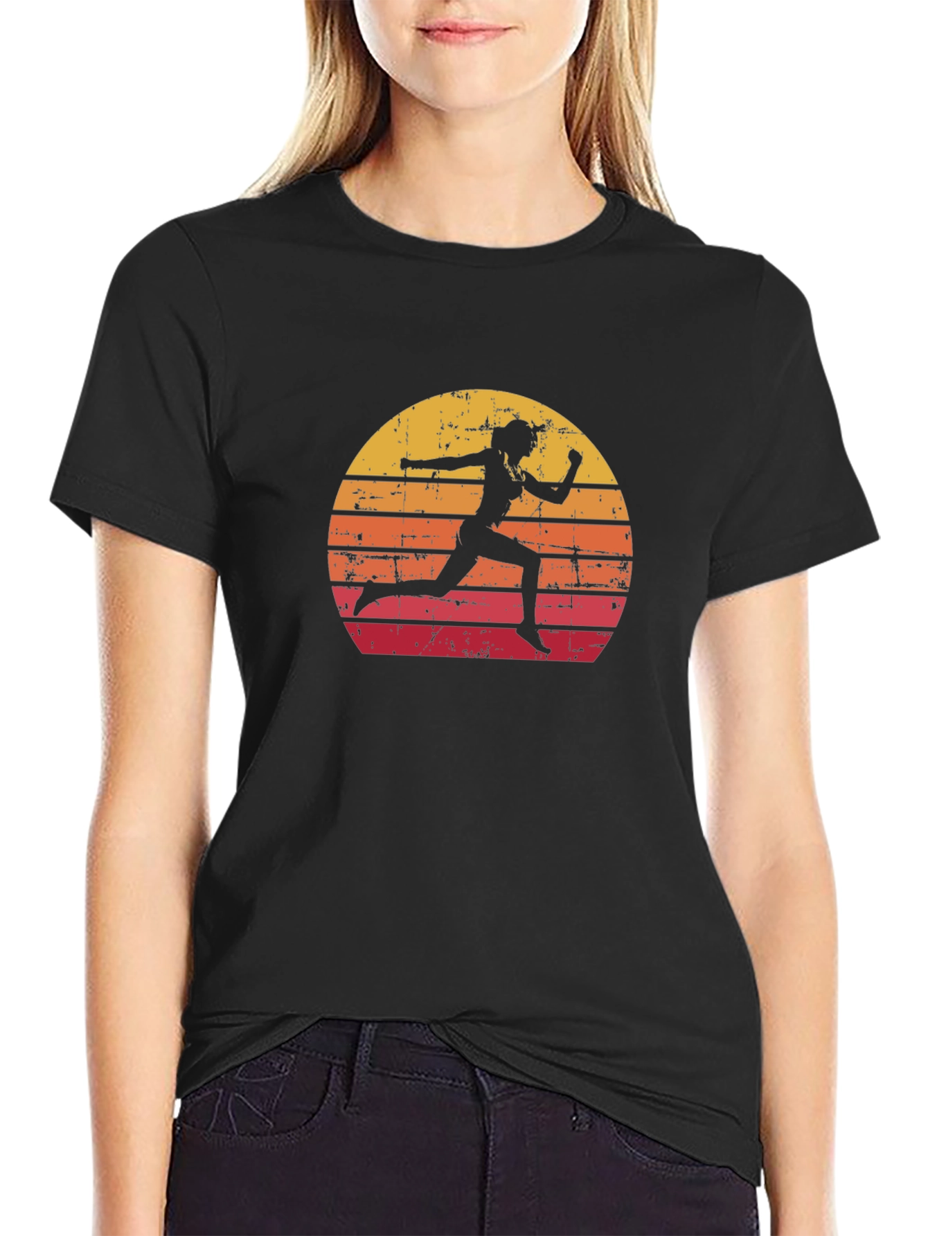 Retro Runner Graphic Tee - Sunset Silhouette