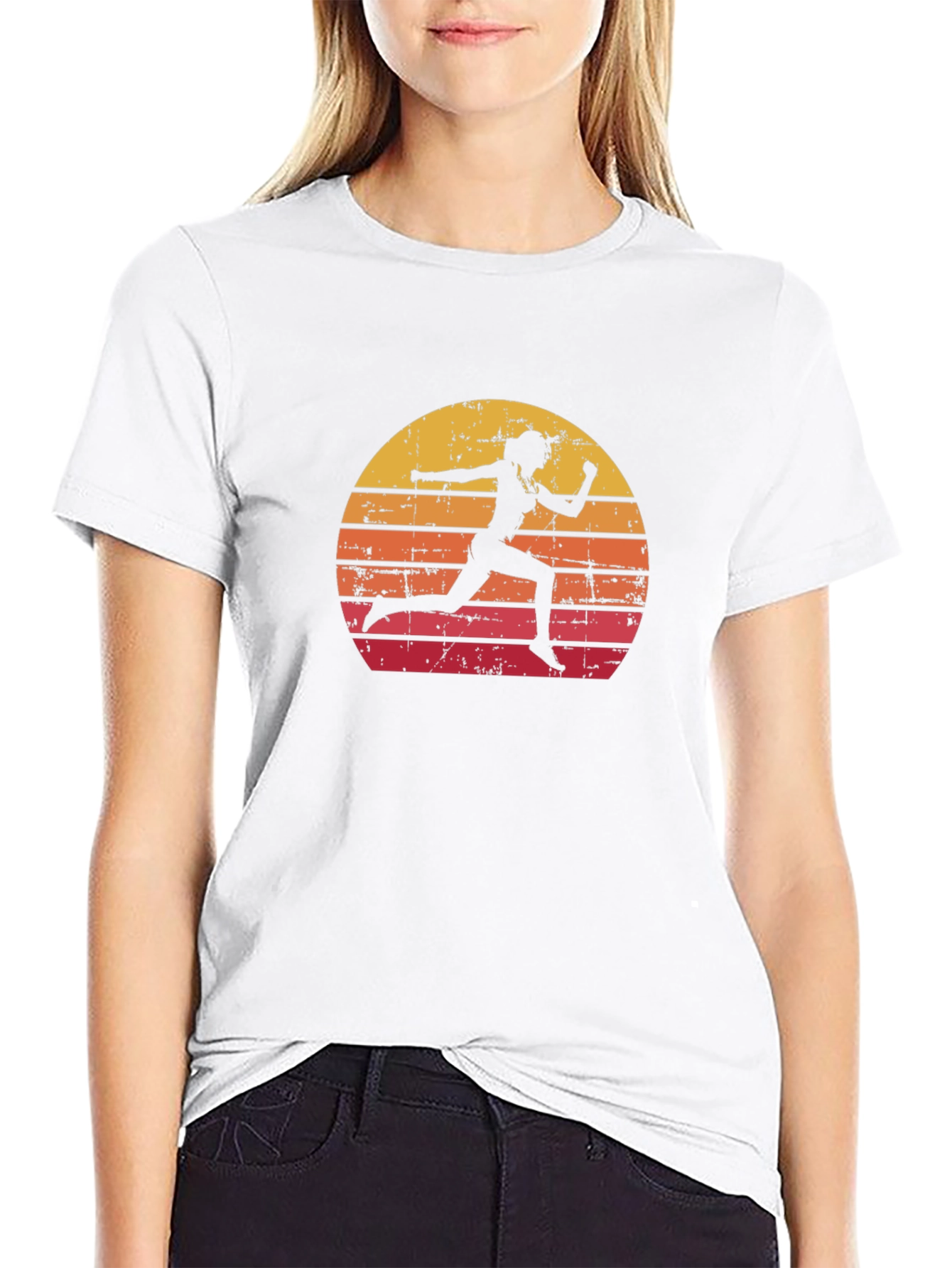Retro Runner Graphic Tee - Sunset Silhouette